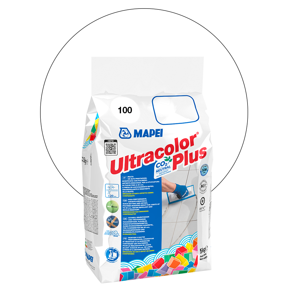 Mapei Ultracolor Plus Fugenmörtel - 100 Weiß, 5 kg main product photo